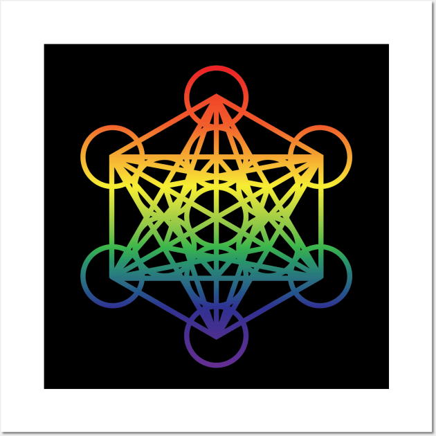 Metatron's Cube Sacred Geometry Rainbow Wall Art by Trapezio